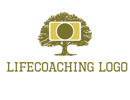 rectangle camera and tree photography logo