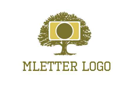 rectangle camera and tree photography logo