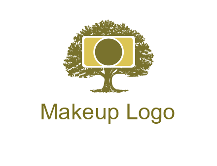 rectangle camera and tree photography logo