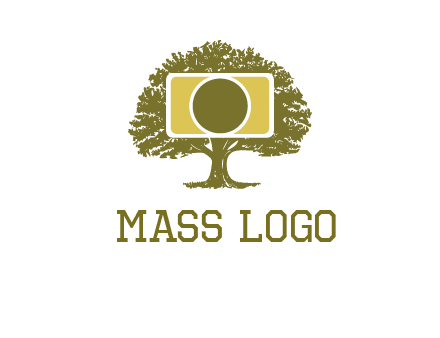 rectangle camera and tree photography logo
