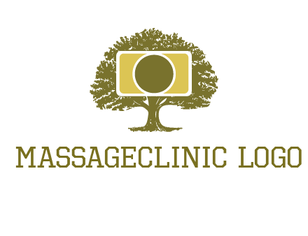 rectangle camera and tree photography logo