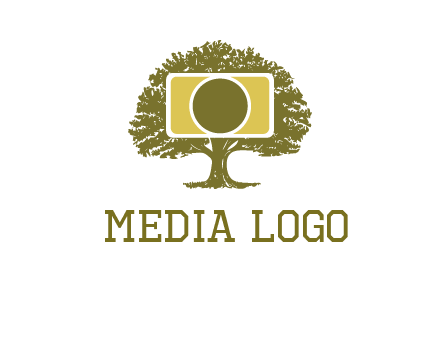 rectangle camera and tree photography logo