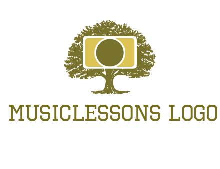 rectangle camera and tree photography logo