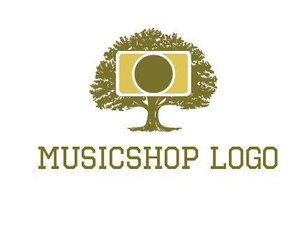 rectangle camera and tree photography logo