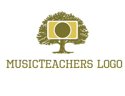rectangle camera and tree photography logo