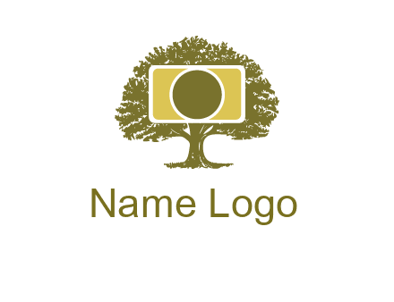 rectangle camera and tree photography logo