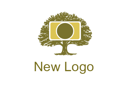 rectangle camera and tree photography logo