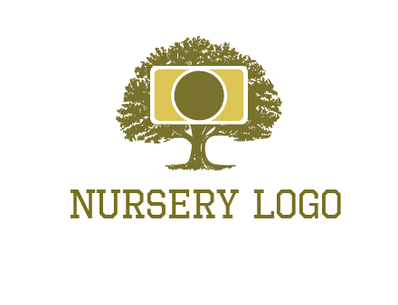 rectangle camera and tree photography logo
