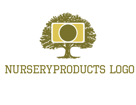 rectangle camera and tree photography logo