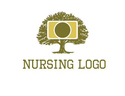 rectangle camera and tree photography logo