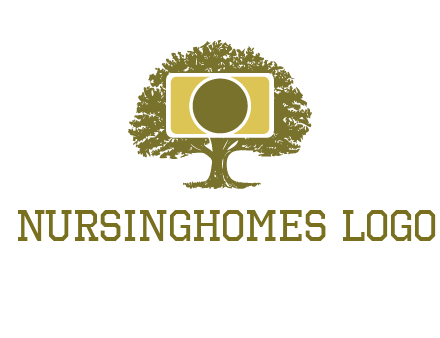 rectangle camera and tree photography logo