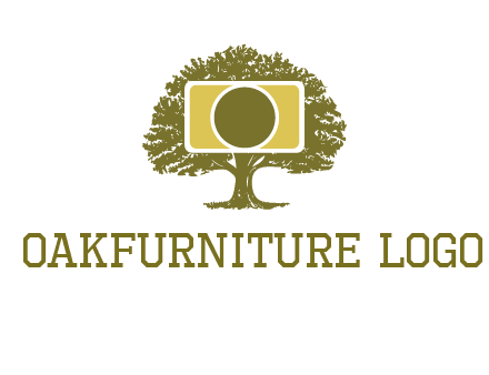 rectangle camera and tree photography logo