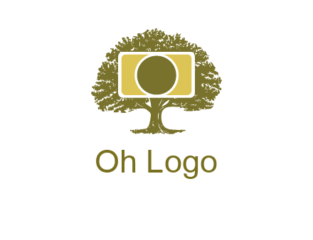 rectangle camera and tree photography logo