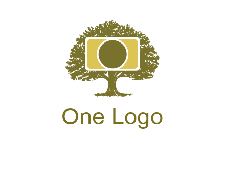 rectangle camera and tree photography logo