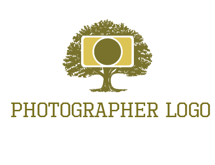 rectangle camera and tree photography logo