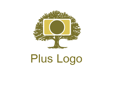 rectangle camera and tree photography logo