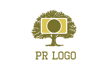 rectangle camera and tree photography logo