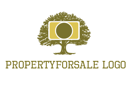 rectangle camera and tree photography logo