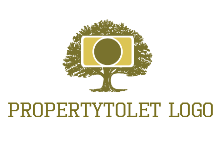 rectangle camera and tree photography logo