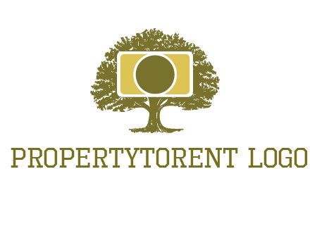 rectangle camera and tree photography logo