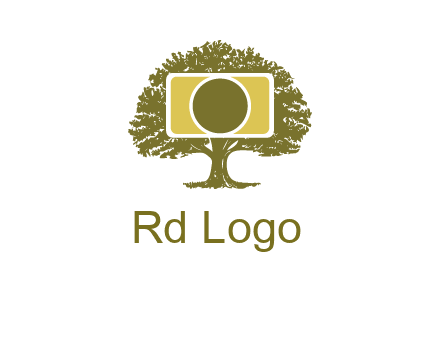 rectangle camera and tree photography logo