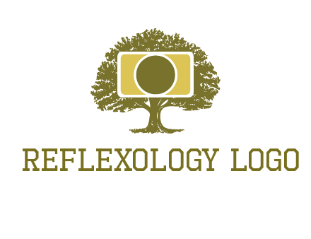 rectangle camera and tree photography logo