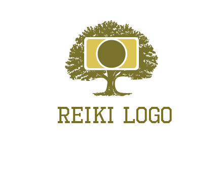 rectangle camera and tree photography logo