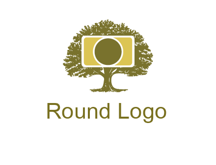 rectangle camera and tree photography logo