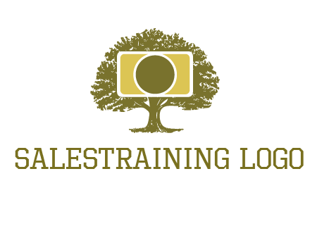 rectangle camera and tree photography logo