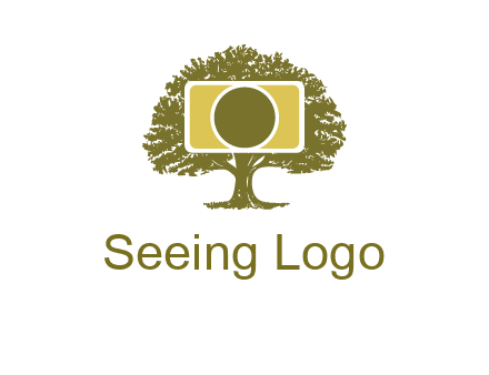 rectangle camera and tree photography logo