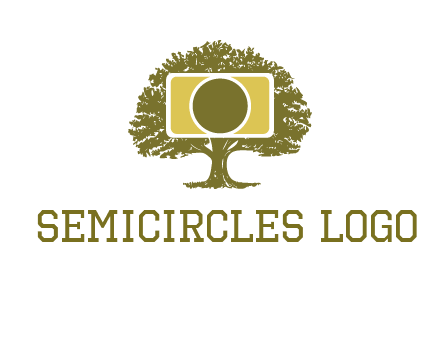 rectangle camera and tree photography logo