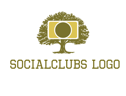 rectangle camera and tree photography logo