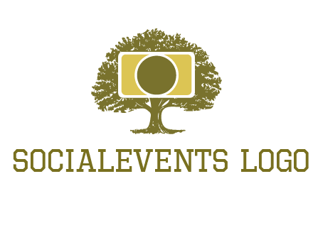 rectangle camera and tree photography logo