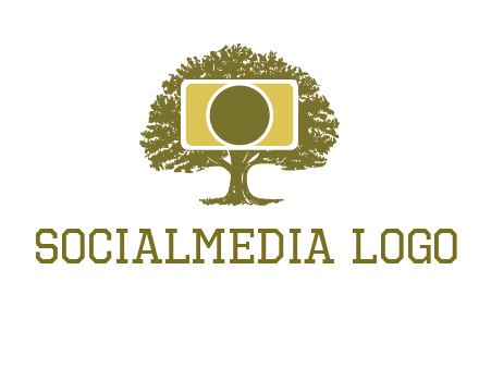 rectangle camera and tree photography logo