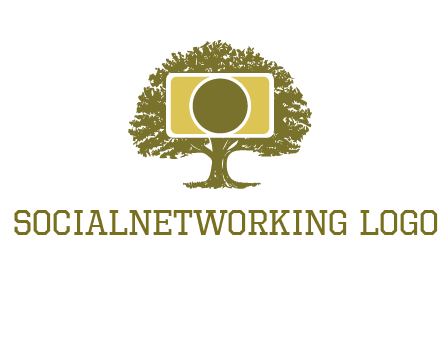 rectangle camera and tree photography logo