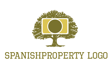 rectangle camera and tree photography logo