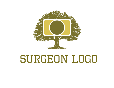 rectangle camera and tree photography logo