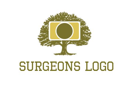 rectangle camera and tree photography logo
