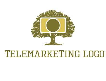 rectangle camera and tree photography logo