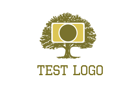 rectangle camera and tree photography logo