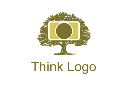 rectangle camera and tree photography logo