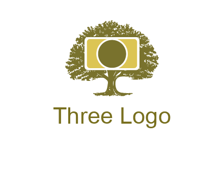 rectangle camera and tree photography logo