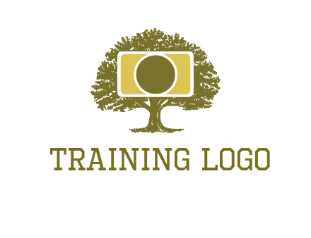rectangle camera and tree photography logo