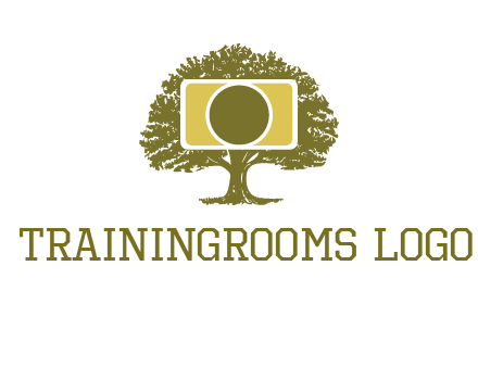 rectangle camera and tree photography logo