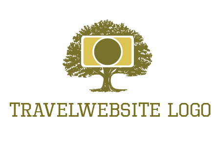 rectangle camera and tree photography logo