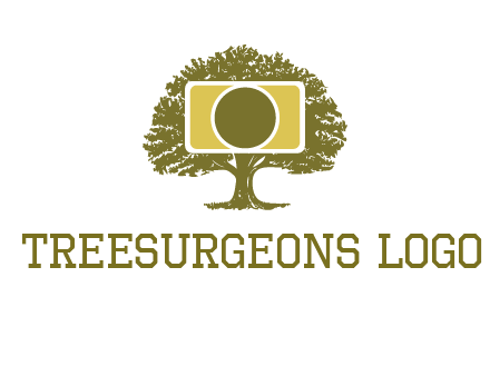 rectangle camera and tree photography logo