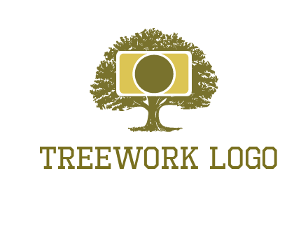 rectangle camera and tree photography logo
