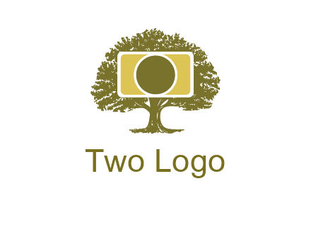 rectangle camera and tree photography logo