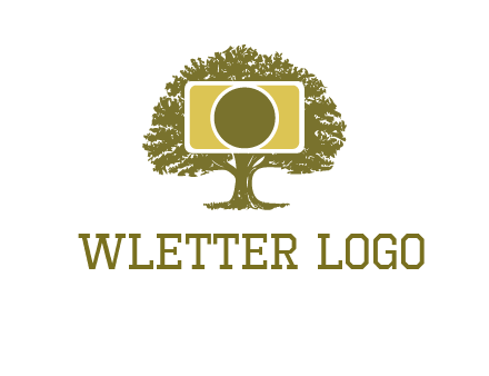 rectangle camera and tree photography logo