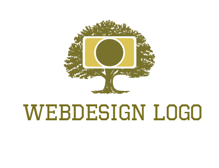 rectangle camera and tree photography logo